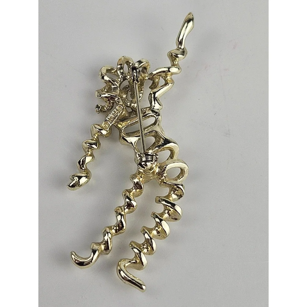 Nemo Signed Modernist Dancing Man Squiggle Wire Brooch Pin Gold Tone Vintage